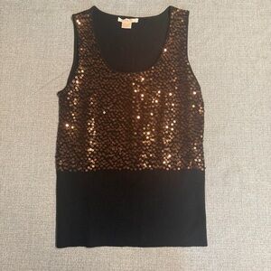 Glamorous Black and Gold Sequin Tank Top
